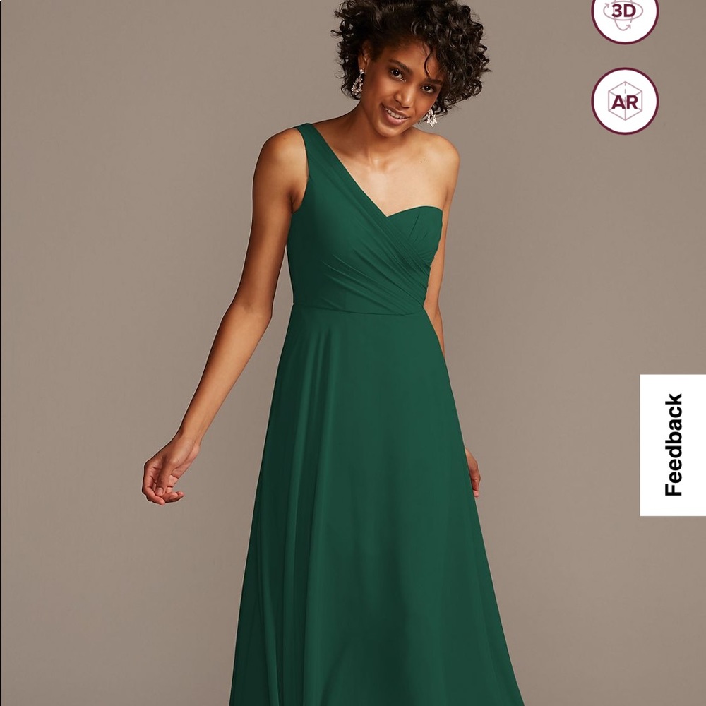 David’s Bridal bridesmaids dress in Juniper size 12. Long with one shoulder. New